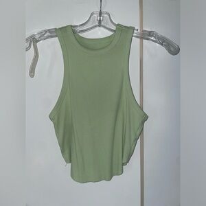 Ribbed Tank Crop Top - Light Green